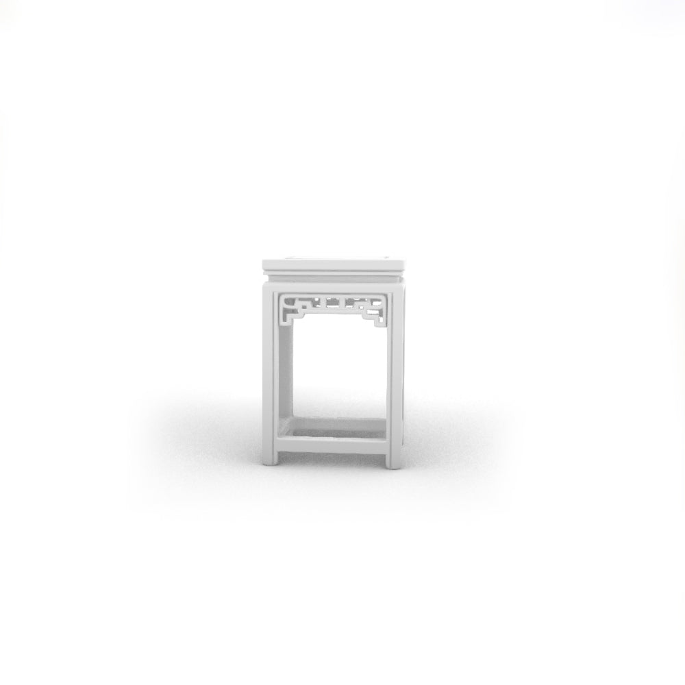 MRY-SFW LYTS532 3D Printed Chinese Ancient Stage & Chair Set, Unpainted White Resin, Miniature Diorama Dollhouse Accessories