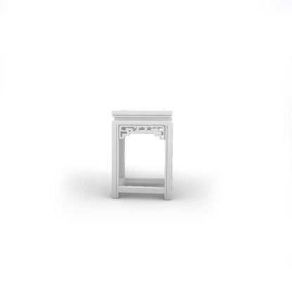 MRY-SFW LYTS532 3D Printed Chinese Ancient Stage & Chair Set, Unpainted White Resin, Miniature Diorama Dollhouse Accessories
