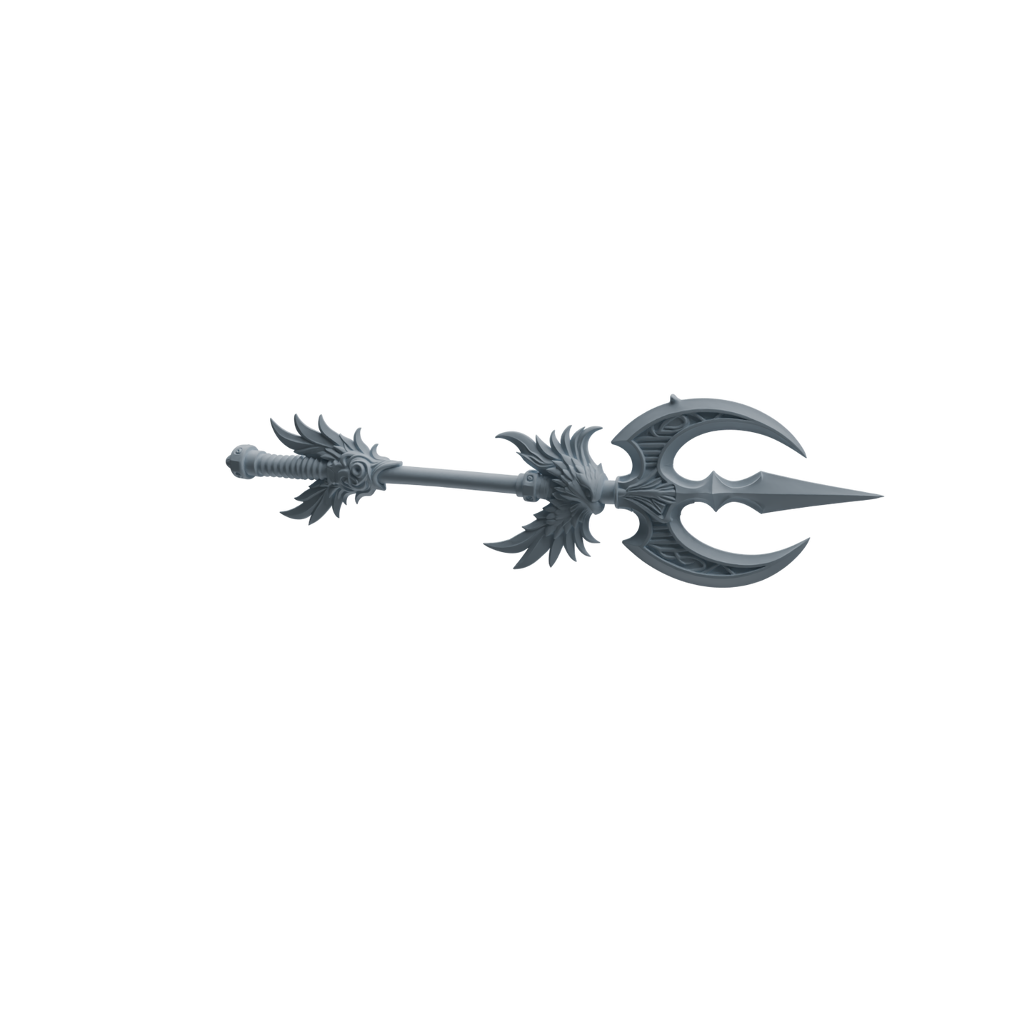 MRY-SFW LYGS437 Feather Pattern Spear and Shark Tooth Battle Axe Weapon Modern Model 4 pcs