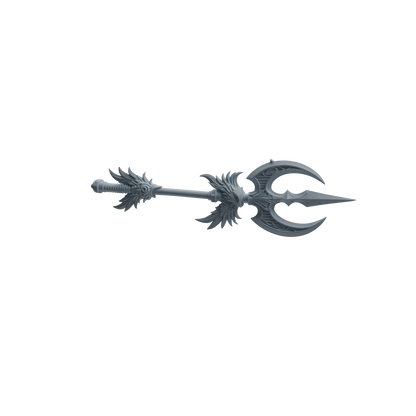 MRY-SFW LYGS437 Feather Pattern Spear and Shark Tooth Battle Axe Weapon Modern Model 4 pcs