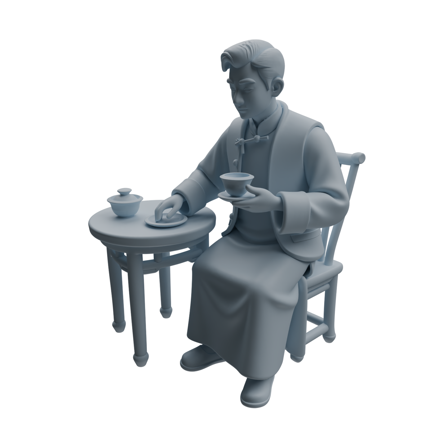 MRY-SFW LYTR980 Republic of China Scholar Tea Character Modern Model 3 pcs
