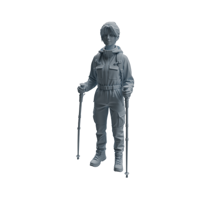 MRY-SFW LYTR1017 Female Camping Character with Tent Modern Model 4 pcs