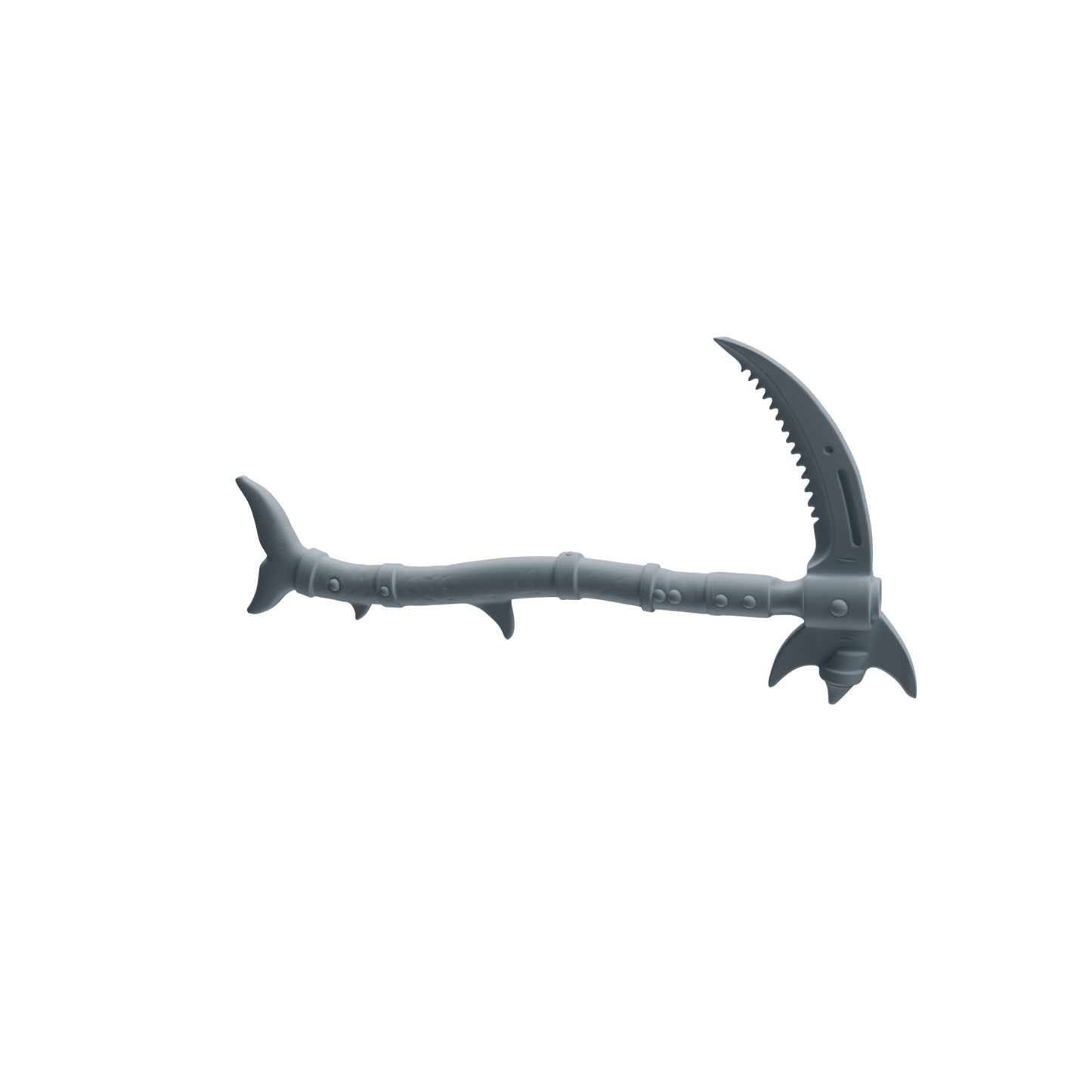 MRY-SFW LYGS434 Shark Tooth Battle Axe and Fish Shaped Scythe Blade Weapon Modern Model 4 pcs