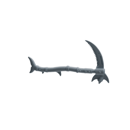 MRY-SFW LYGS434 Shark Tooth Battle Axe and Fish Shaped Scythe Blade Weapon Modern Model 4 pcs