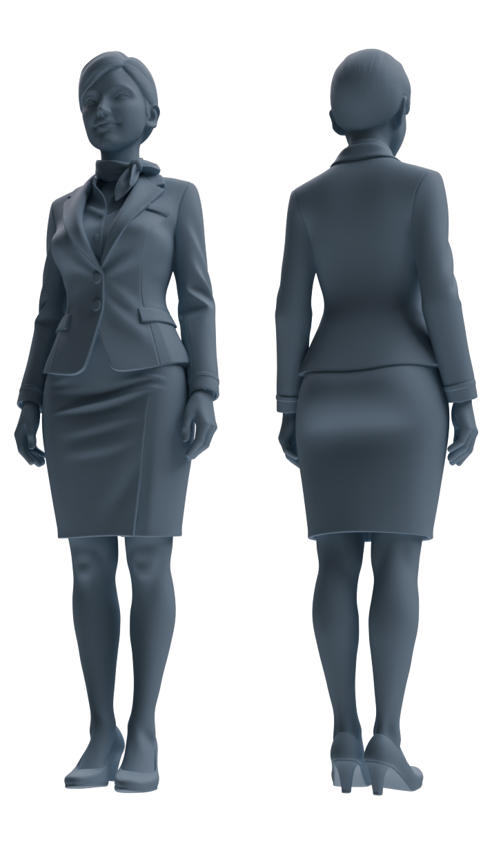 MRY-SFW LYTR860 Flight Attendant Uniform Woman Figure Modern Model 3 pcs Miniature Car Diorama Figures Scene Props Accessories Resin