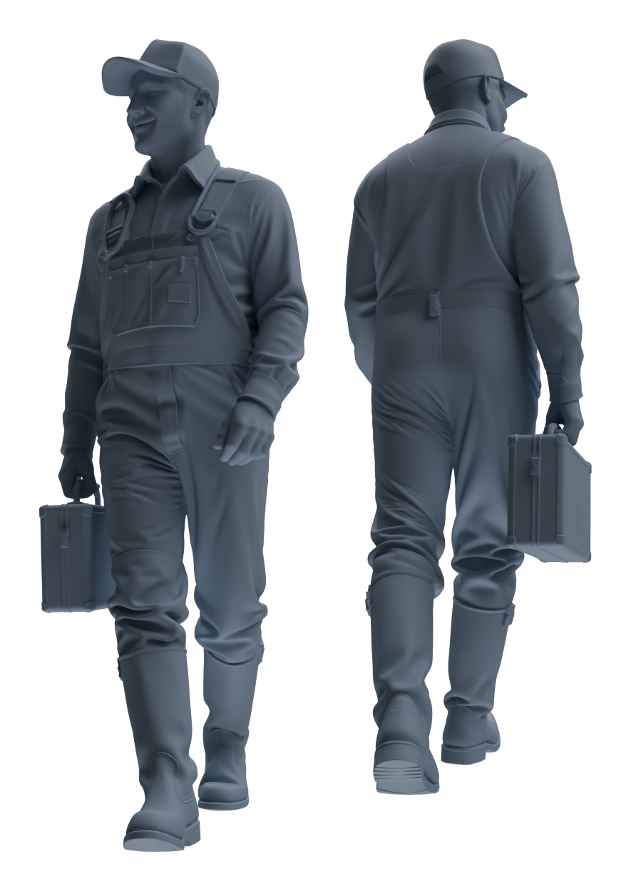 MRY-SFW LYTR913 Farm Worker Man Multi-pose Modern Model 4 pcs