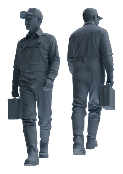 MRY-SFW LYTR913 Farm Worker Man Multi-pose Modern Model 4 pcs