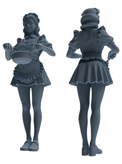 MRY-SFW LYTR851 Maid Outfit Figure Modern Model 4 pcs Miniature Car Diorama Figures Scene Props Accessories Resin
