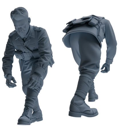 MRY-SFW SSTR210 Miniatures Soldier Model Kit WWII Soldier Organizing Gear Pose Modern Model 4 pcs