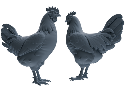 MRY-SFW LYTR841 Rooster Pose Model 3 pcs Miniature Car Diorama Figures Scene Props Accessories Resin