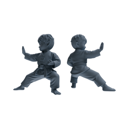 MRY-SFW LYTR817 Cartoon Karate Child Figure Modern Model 3 pcs Miniature Car Diorama Figures Scene Props Accessories Resin