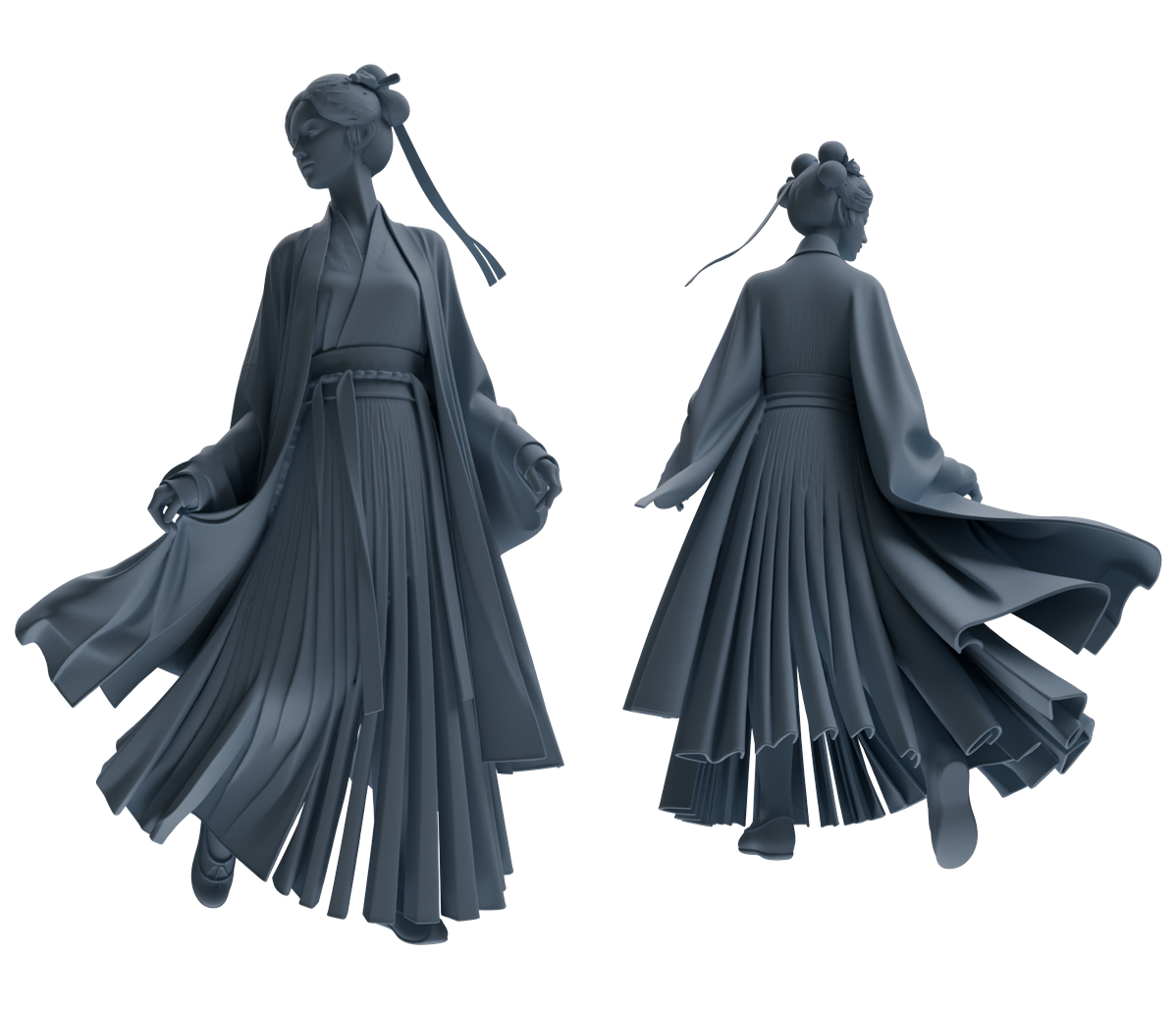 MRY-SFW LYTR890 Ancient Hanfu Woman Figure Modern Model 3 pcs