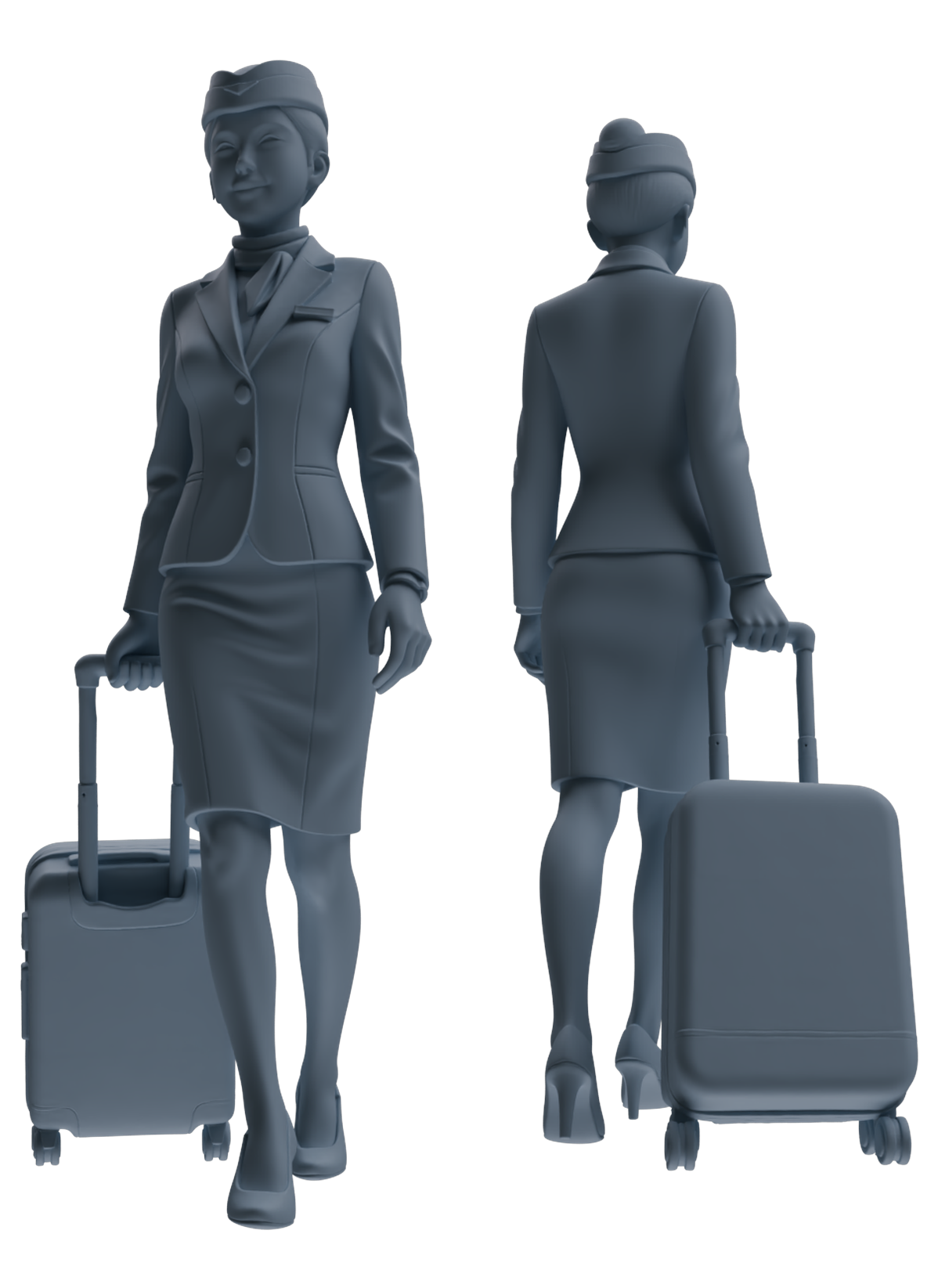 MRY-SFW LYTR862 Flight Attendant Service Pose Woman Figure Modern Model 4 pcs Miniature Car Diorama Figures Scene Props Accessories Resin