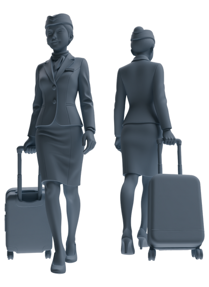 MRY-SFW LYTR862 Flight Attendant Service Pose Woman Figure Modern Model 4 pcs Miniature Car Diorama Figures Scene Props Accessories Resin