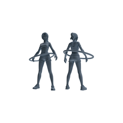 MRY-SFW LYTR792 Female Hula Hoop Figure Modern Model 3 pcs Miniature Car Diorama Figures Scene Props Accessories Resin