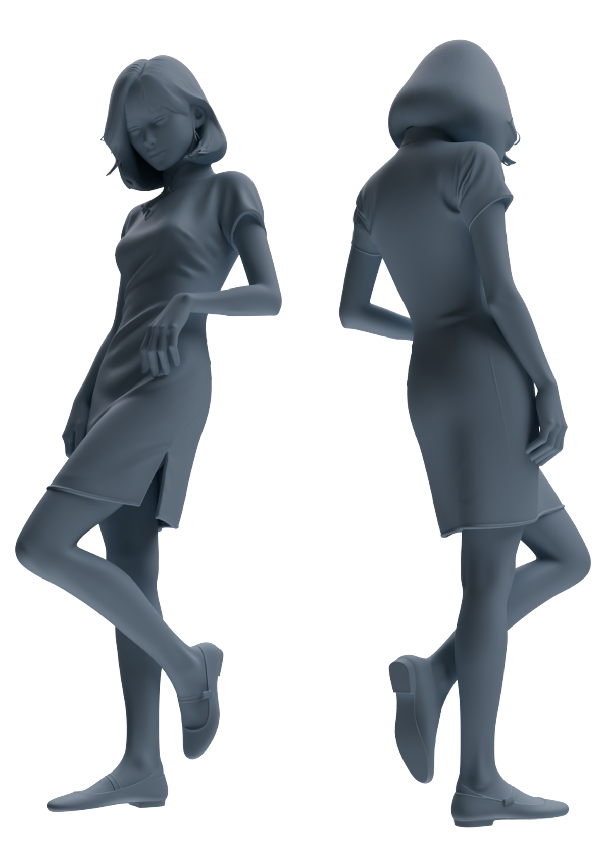 MRY-SFW LYTR894 Republic of China Style Qipao Woman Figure Modern Model 3 pcs