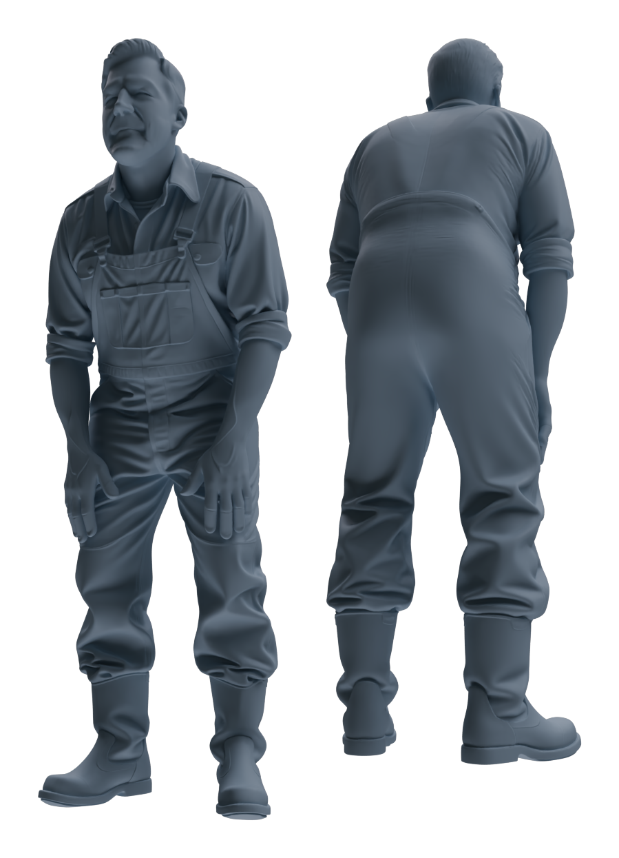 MRY-SFW LYTR917 Farm Worker Man Multi-pose Modern Model 4 pcs