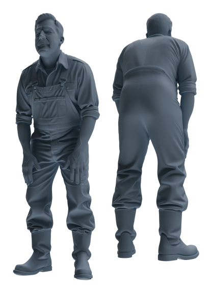 MRY-SFW LYTR917 Farm Worker Man Multi-pose Modern Model 4 pcs