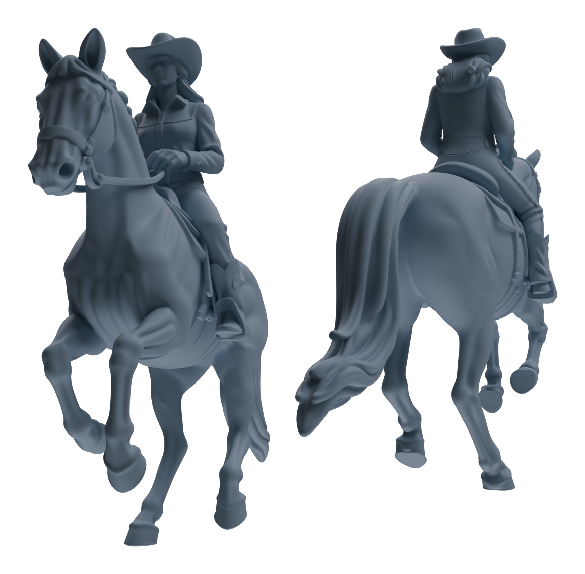 MRY-SFW LYTR911 Cowgirl with Horse Modern Model 4 pcs
