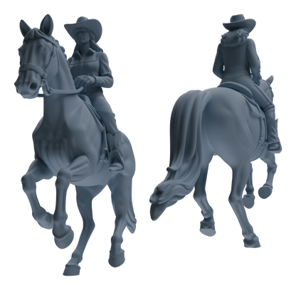MRY-SFW LYTR911 Cowgirl with Horse Modern Model 4 pcs