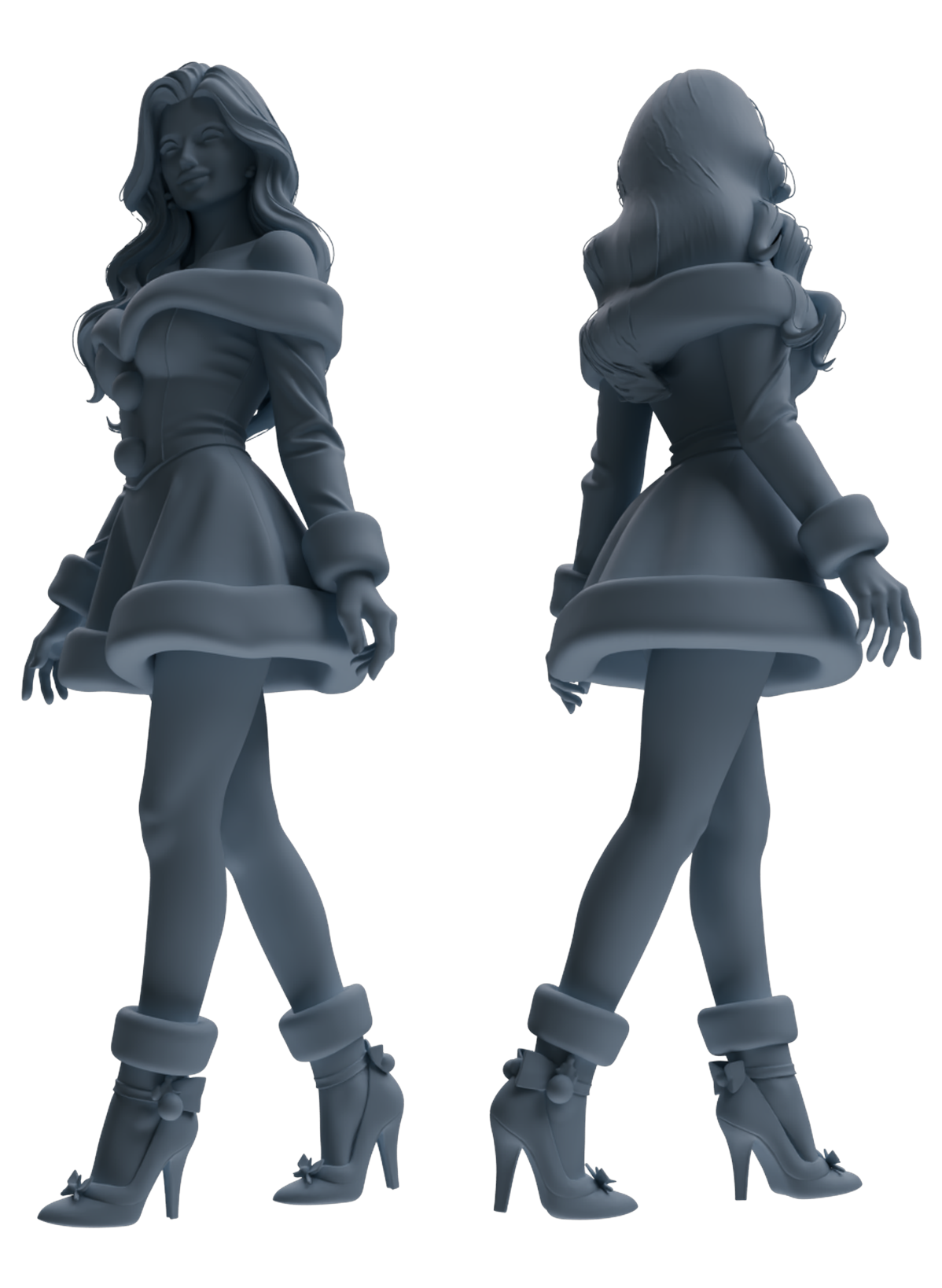 MRY-SFW LYTR881 Christmas Style Girl Figure Modern Model 4 pcs