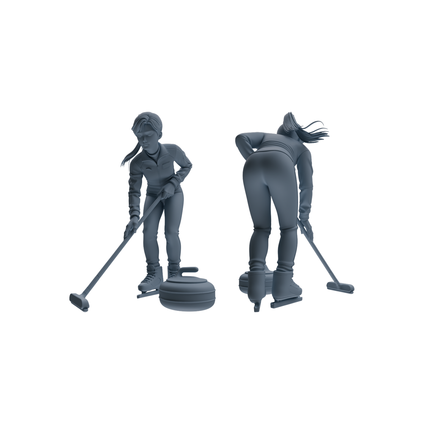 MRY-SFW LYTR793 Curling Figure Modern Model 4 pcs Miniature Car Diorama Figures Scene Props Accessories Resin