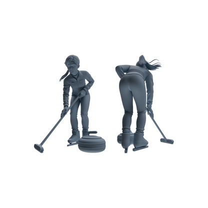MRY-SFW LYTR793 Curling Figure Modern Model 4 pcs Miniature Car Diorama Figures Scene Props Accessories Resin