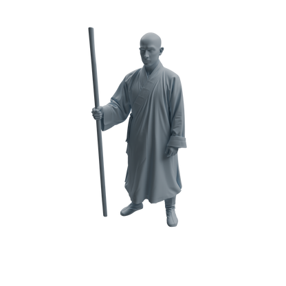 MRY-SFW LYTR1075 Staff-wielding Martial Monk Character Modern Model 4 pcs