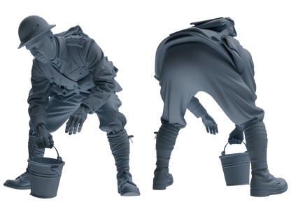 MRY-SFW SSTR189 Miniatures Soldier Model Kit WWI Engineer Soldier Pose Modern Model 3 pcs