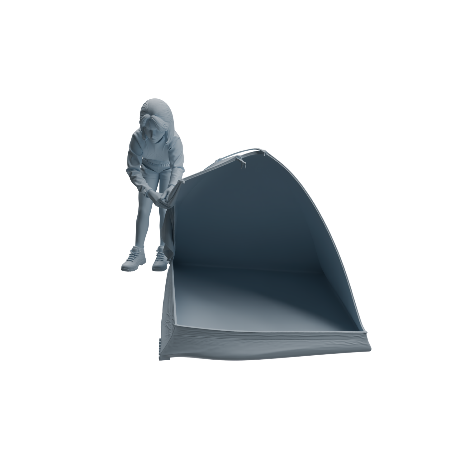 MRY-SFW LYTR1017 Female Camping Character with Tent Modern Model 4 pcs