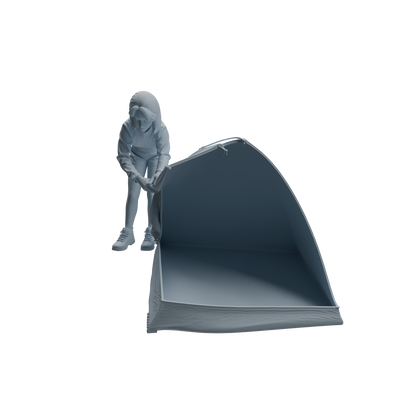 MRY-SFW LYTR1017 Female Camping Character with Tent Modern Model 4 pcs