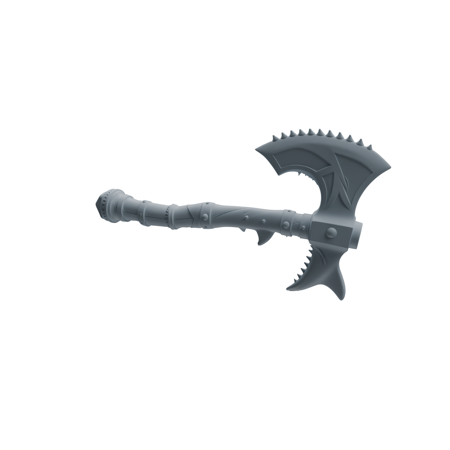 MRY-SFW LYGS434 Shark Tooth Battle Axe and Fish Shaped Scythe Blade Weapon Modern Model 4 pcs