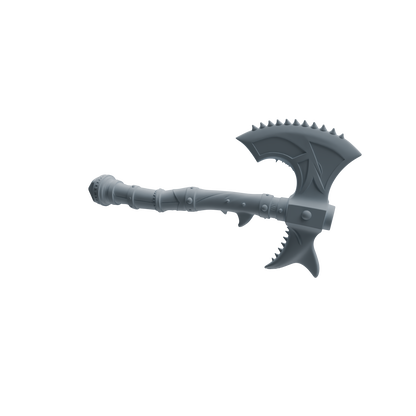 MRY-SFW LYGS434 Shark Tooth Battle Axe and Fish Shaped Scythe Blade Weapon Modern Model 4 pcs