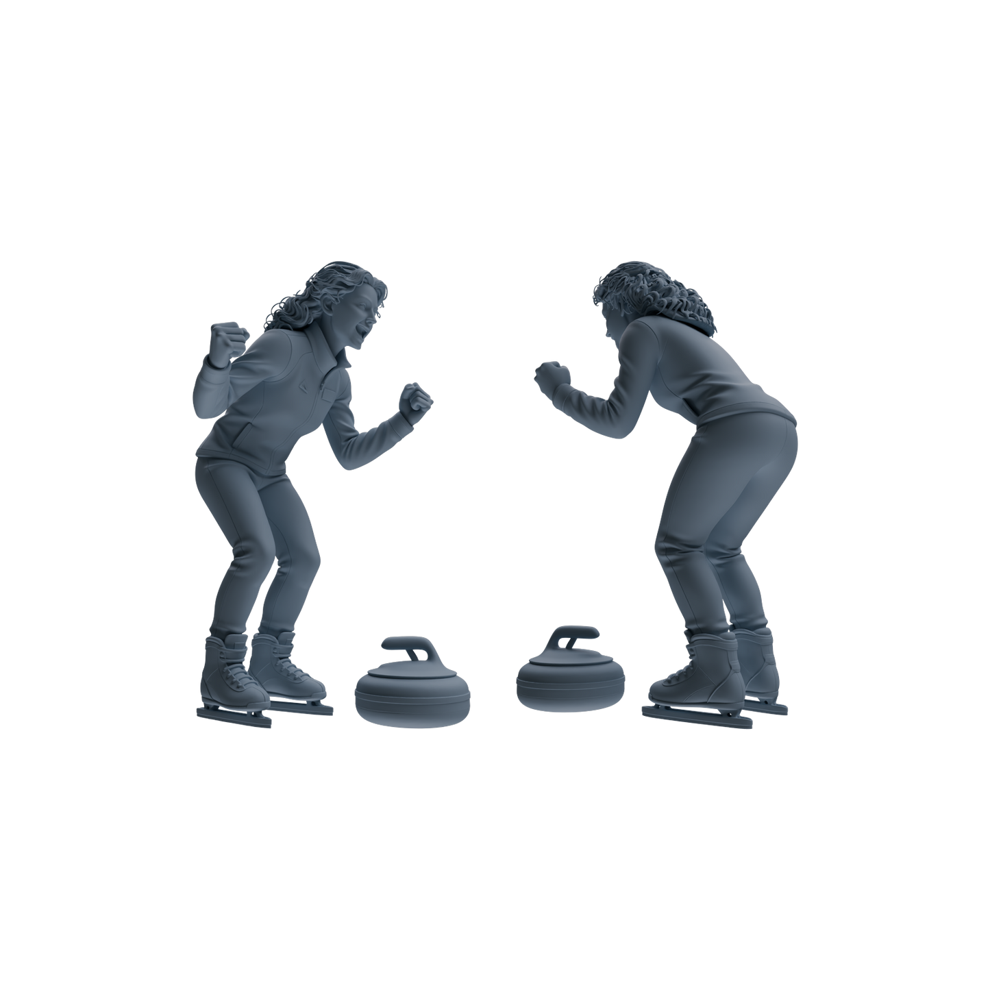 MRY-SFW LYTR793 Curling Figure Modern Model 4 pcs Miniature Car Diorama Figures Scene Props Accessories Resin
