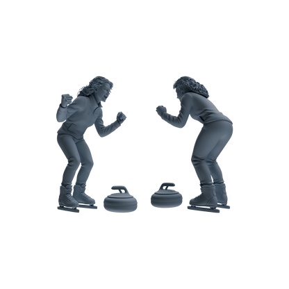 MRY-SFW LYTR793 Curling Figure Modern Model 4 pcs Miniature Car Diorama Figures Scene Props Accessories Resin