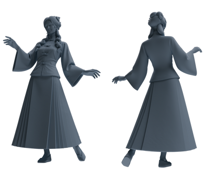 MRY-SFW LYTR859 Ming Dynasty Clothing Woman Figure Modern Model 3 pcs Miniature Car Diorama Figures Scene Props Accessories Resin