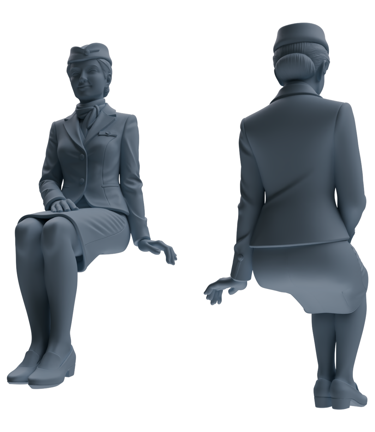 MRY-SFW LYTR862 Flight Attendant Service Pose Woman Figure Modern Model 4 pcs Miniature Car Diorama Figures Scene Props Accessories Resin