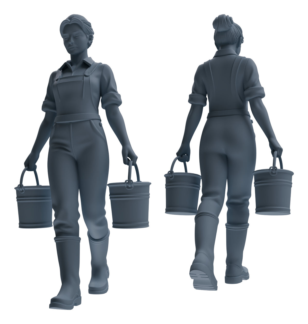 MRY-SFW LYTR901 Farm Woman with Bucket Modern Model 4 pcs
