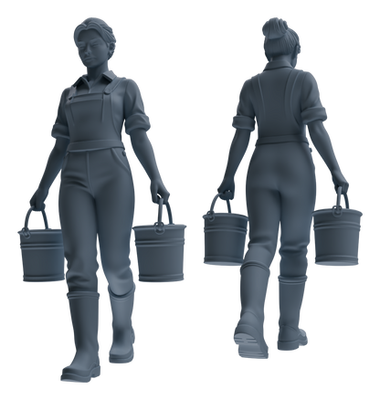 MRY-SFW LYTR901 Farm Woman with Bucket Modern Model 4 pcs