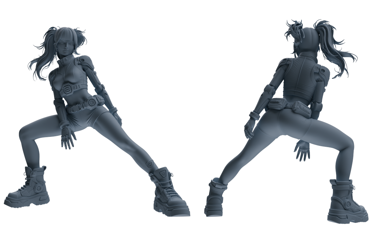 MRY-SFW LYTR855 Cyberpunk Girl Figure Modern Model 3 pcs Miniature Car Diorama Figures Scene Props Accessories Resin