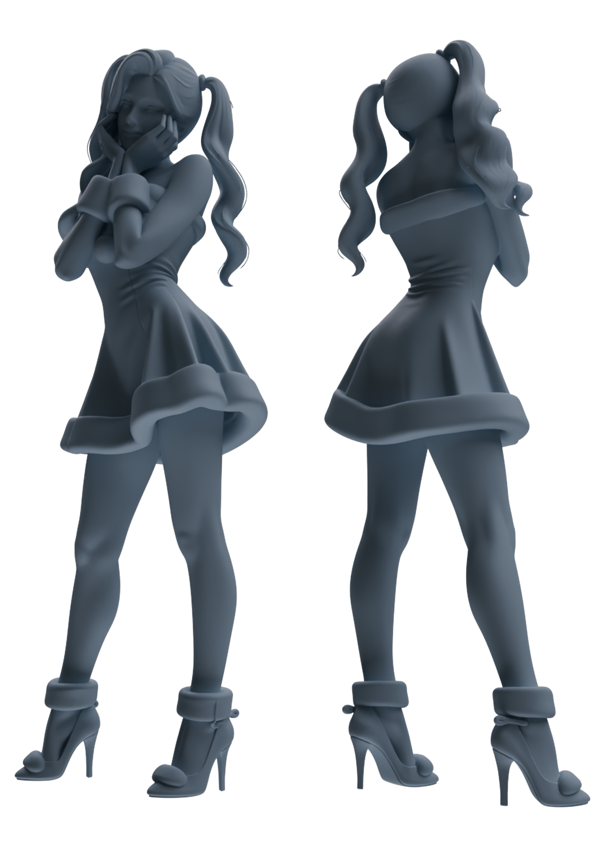 MRY-SFW LYTR882 Christmas Themed Woman Figure Modern Model 4 pcs