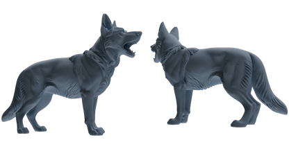 MRY-SFW LYTR839 German Shepherd Pose Model 4 pcs Miniature Car Diorama Figures Scene Props Accessories Resin