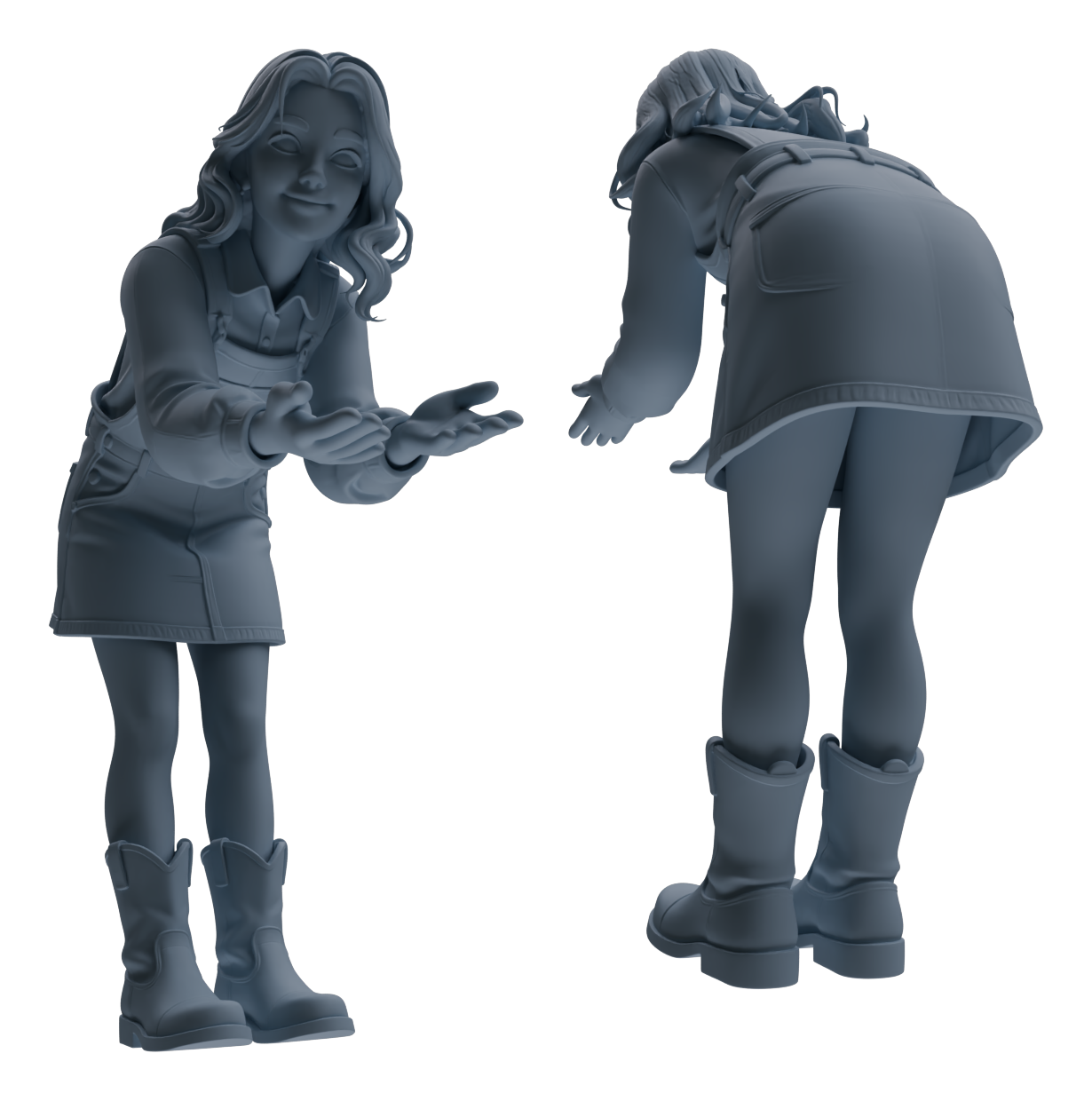 MRY-SFW LYTR910 Farm Girl Multi-pose Modern Model 4 pcs