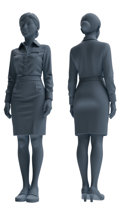 MRY-SFW LYTR860 Flight Attendant Uniform Woman Figure Modern Model 3 pcs Miniature Car Diorama Figures Scene Props Accessories Resin