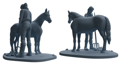 MRY-SFW LYTR905 Horse Trainer with Horse Modern Model 4 pcs