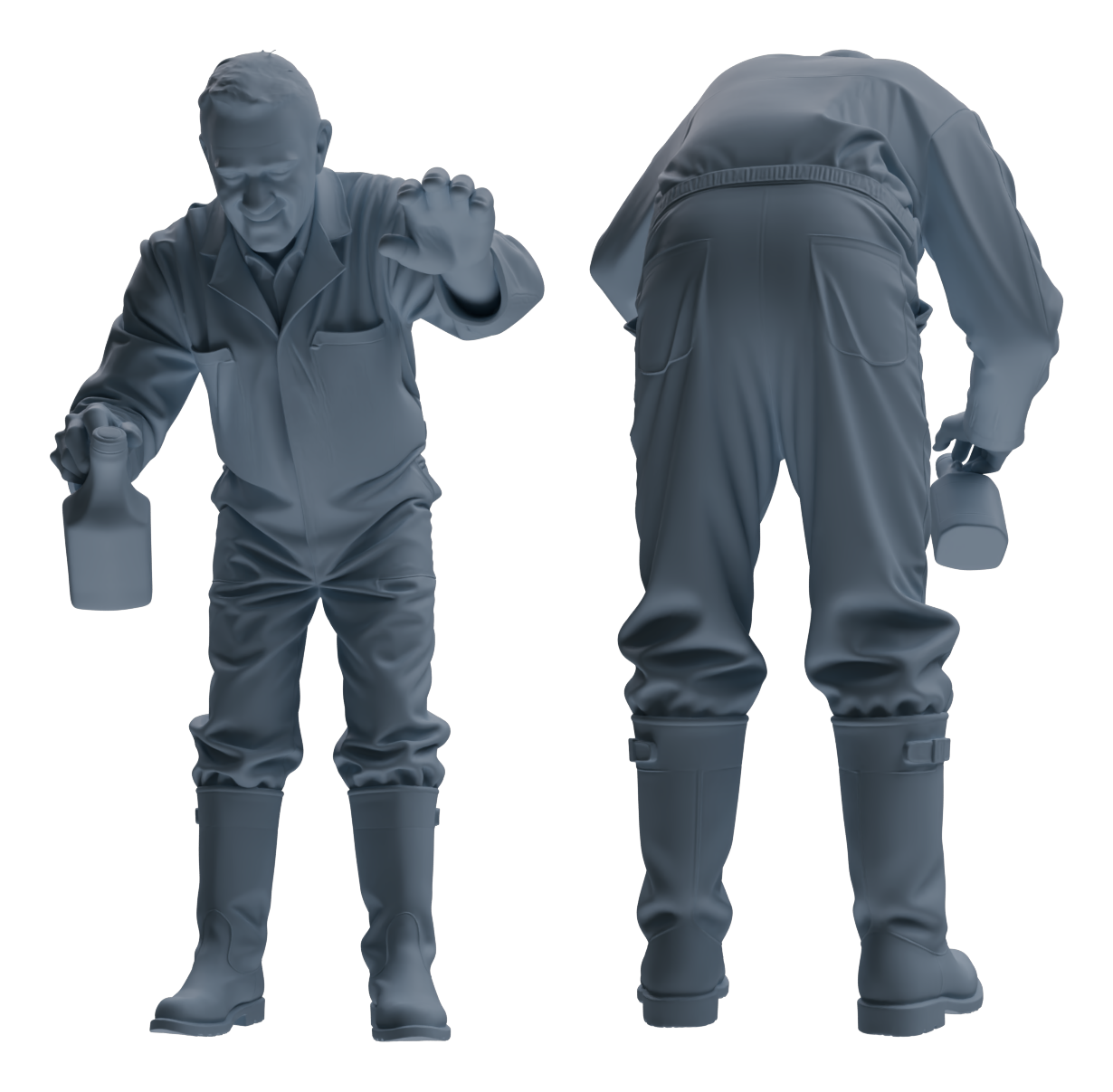 MRY-SFW LYTR913 Farm Worker Man Multi-pose Modern Model 4 pcs