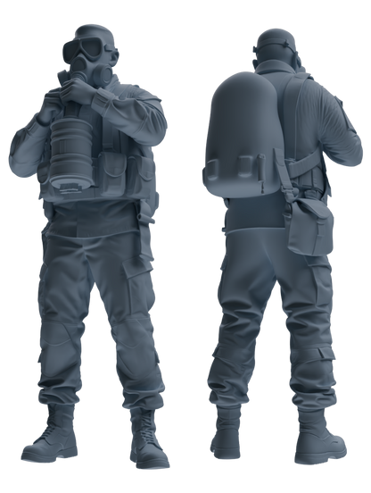 MRY-SFW SSTR209 Miniatures Soldier Model Kit WWII Gas Mask Soldier Pose Modern Model 4 pcs