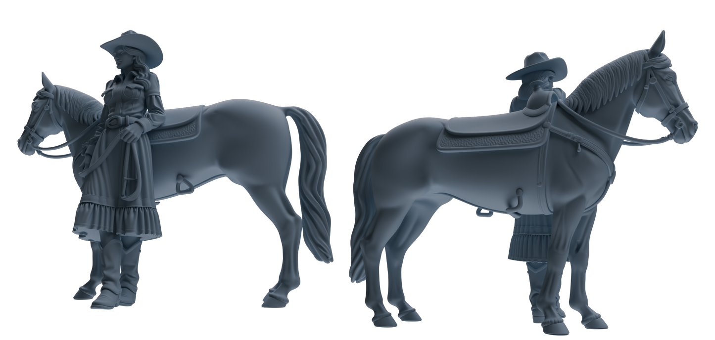 MRY-SFW LYTR911 Cowgirl with Horse Modern Model 4 pcs