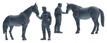 MRY-SFW LYTR915 Farm Worker with Poultry and Horse Modern Model 3 pcs