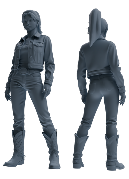 MRY-SFW LYTR893 Cowboy Style Girl Modern Model 4 pcs